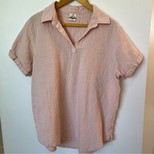 Women's Pink Textured Cotton Top